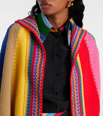 Colorblocked knitted wool poncho | Pucci