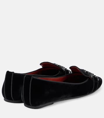 Kate crystal-embellished velvet ballet flats | Tod's