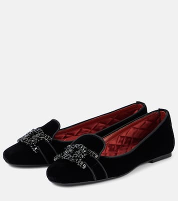 Kate crystal-embellished velvet ballet flats | Tod's