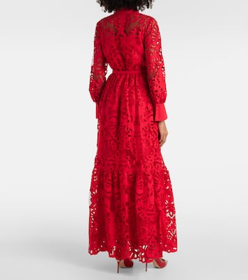 Abito lungo in pizzo di cotone | Self-Portrait