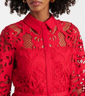 Abito lungo in pizzo di cotone | Self-Portrait