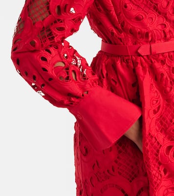 Abito lungo in pizzo di cotone | Self-Portrait