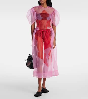 Robe midi imprimée en organza | Simone Rocha