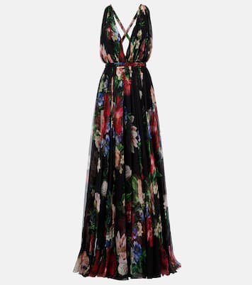 Floral pleated silk chiffon gown | Dolce&Gabbana
