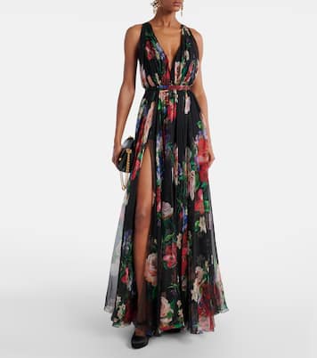 Floral pleated silk chiffon gown | Dolce&Gabbana