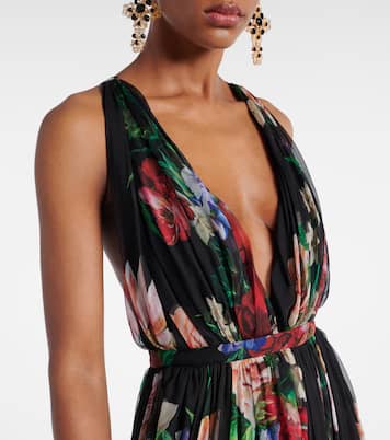 Floral pleated silk chiffon gown | Dolce&Gabbana