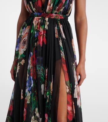 Floral pleated silk chiffon gown | Dolce&Gabbana