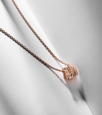 Serpenti Viper 18kt rose gold pendant necklace with diamonds | Bvlgari