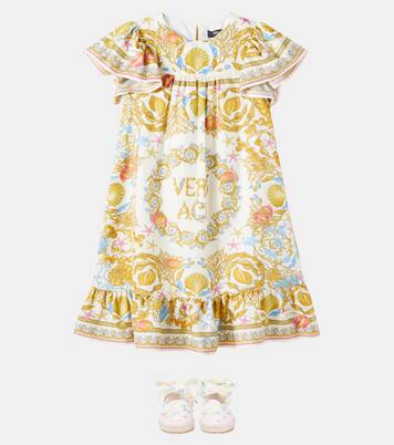 Underwater Barocco ruffled silk dress | Versace Kids