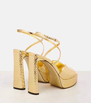 Karli 125 metallic leather platform sandals | Jimmy Choo
