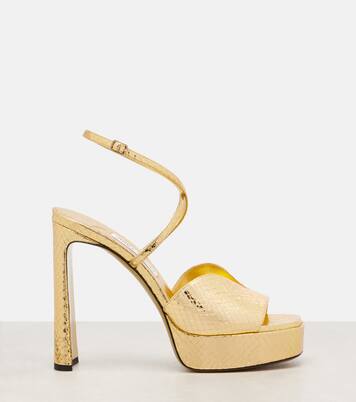 Karli 125 metallic leather platform sandals | Jimmy Choo