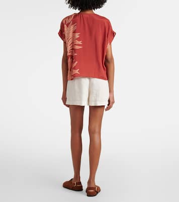 Naomi embroidered printed top | Velvet