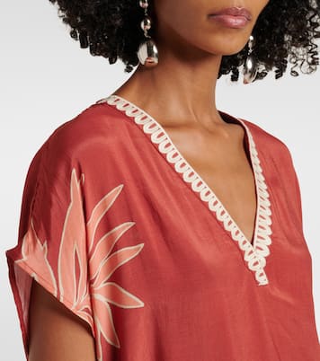 Naomi embroidered printed top | Velvet