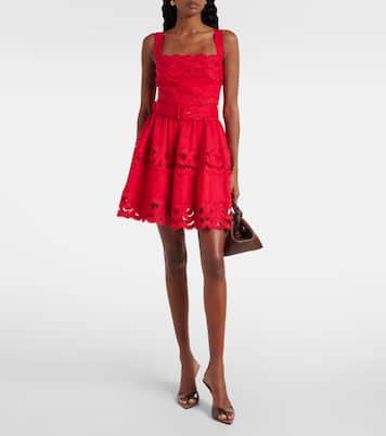 Cutout linen and cotton-blend minidress | Self-Portrait