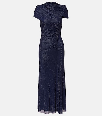 Midikleid aus Mesh mit Kristallen | Self-Portrait