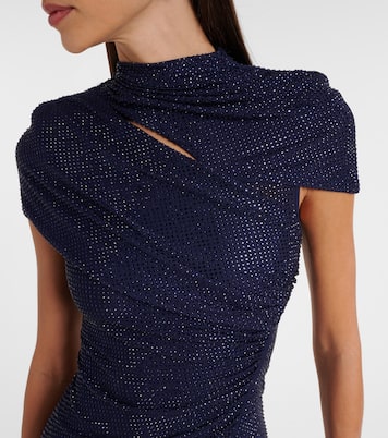 Midikleid aus Mesh mit Kristallen | Self-Portrait