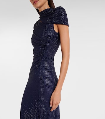 Midikleid aus Mesh mit Kristallen | Self-Portrait