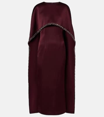 Embellished caped satin crêpe midi dress | Roland Mouret