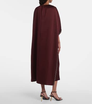 Embellished caped satin crêpe midi dress | Roland Mouret