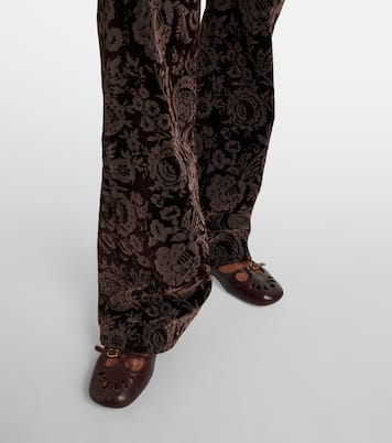 Bedruckte High-Rise-Hose aus Samt | Chloé