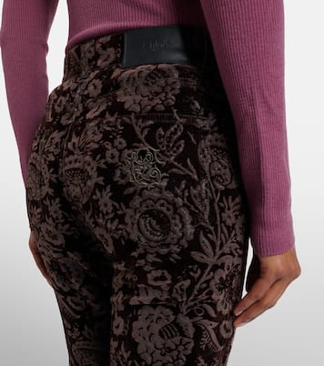 Bedruckte High-Rise-Hose aus Samt | Chloé