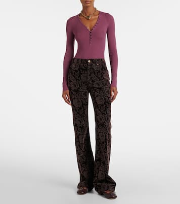 Bedruckte High-Rise-Hose aus Samt | Chloé