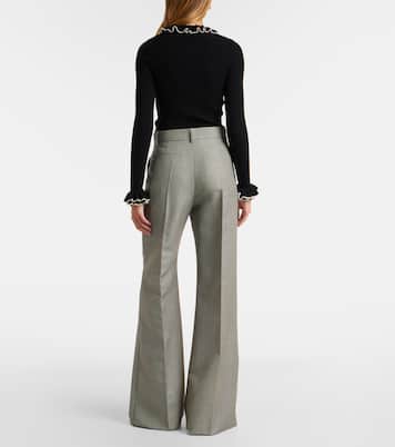 Pantalones anchos de lana y mohair a cuadros | Valentino