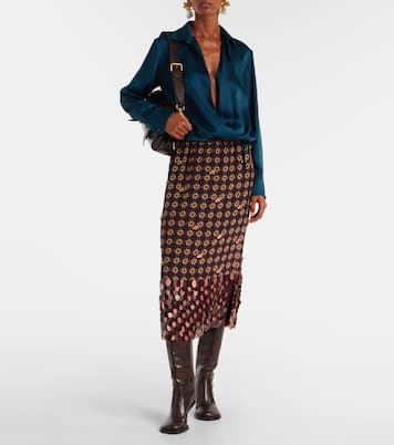Printed sequined silk midi skirt | Dries Van Noten