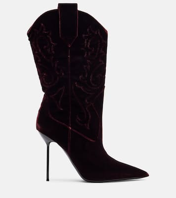 Lidia 105 velvet mid-calf boots | Paris Texas