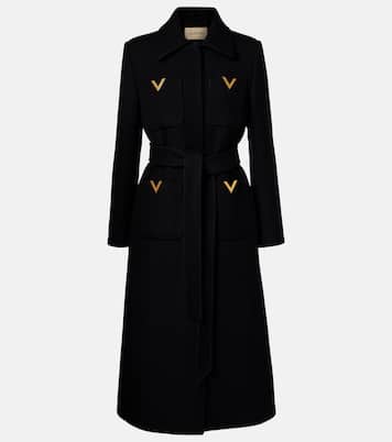 VGold belted wool and silk coat | Valentino