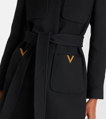 VGold belted wool and silk coat | Valentino