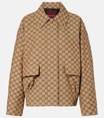 GG Canvas leather bomber jacket | Gucci