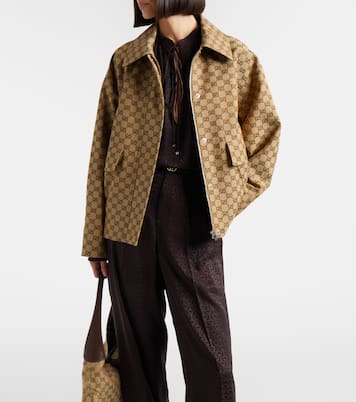 GG Canvas leather bomber jacket | Gucci