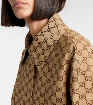 GG Canvas leather bomber jacket | Gucci