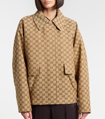GG Canvas leather bomber jacket | Gucci
