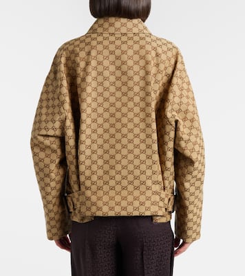 GG Canvas leather bomber jacket | Gucci