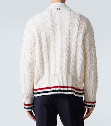 RWB Stripe cable-knit virgin wool cardigan | Thom Browne