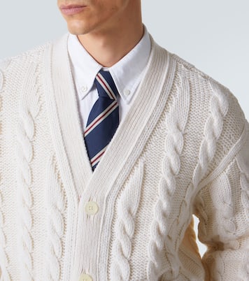 RWB Stripe cable-knit virgin wool cardigan | Thom Browne