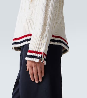 RWB Stripe cable-knit virgin wool cardigan | Thom Browne