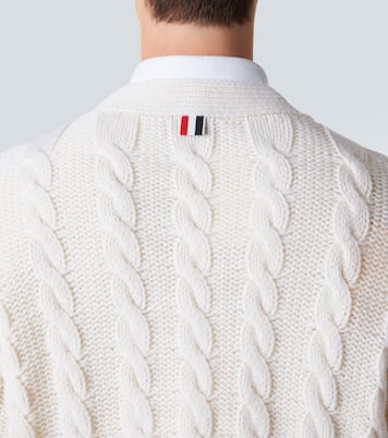 RWB Stripe cable-knit virgin wool cardigan | Thom Browne