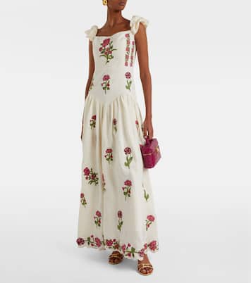 Siembra embroidered linen maxi dress | Agua by Agua Bendita