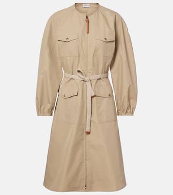 Belted cotton-blend poplin midi dress | Moncler