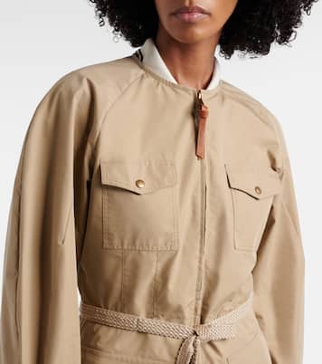 Belted cotton-blend poplin midi dress | Moncler