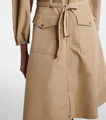 Belted cotton-blend poplin midi dress | Moncler