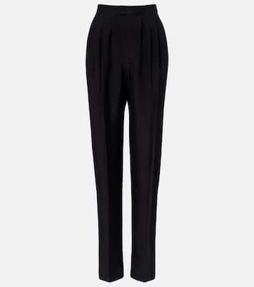 Pantaloni regular in seta con pince | Saint Laurent