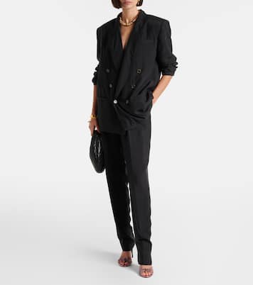 Pantaloni regular in seta con pince | Saint Laurent