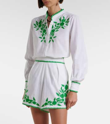 Camicia in cotone e lino con ricamo | Juliet Dunn