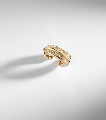 Einzelner Ear Cuff Knife Edge aus 14kt Gelbgold mit Diamanten | Stone and Strand