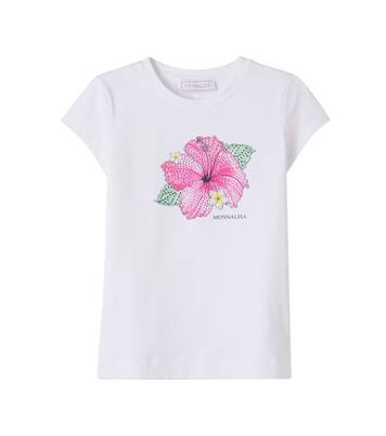 Embellished floral cotton-blend jersey T-shirt | Monnalisa