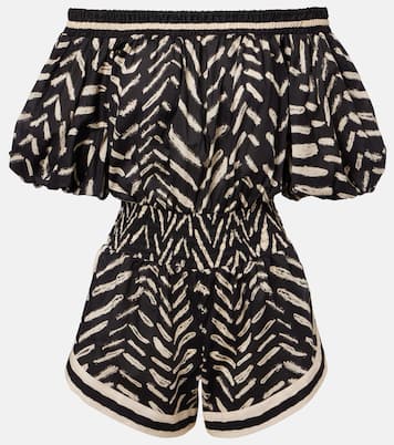 Printed off-shoulder cotton romper | Johanna Ortiz